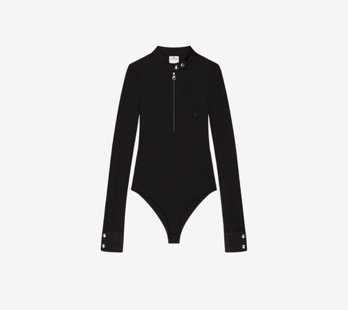 COU-BIKER CREPE JERSEY ZIPPED BODYSUIT