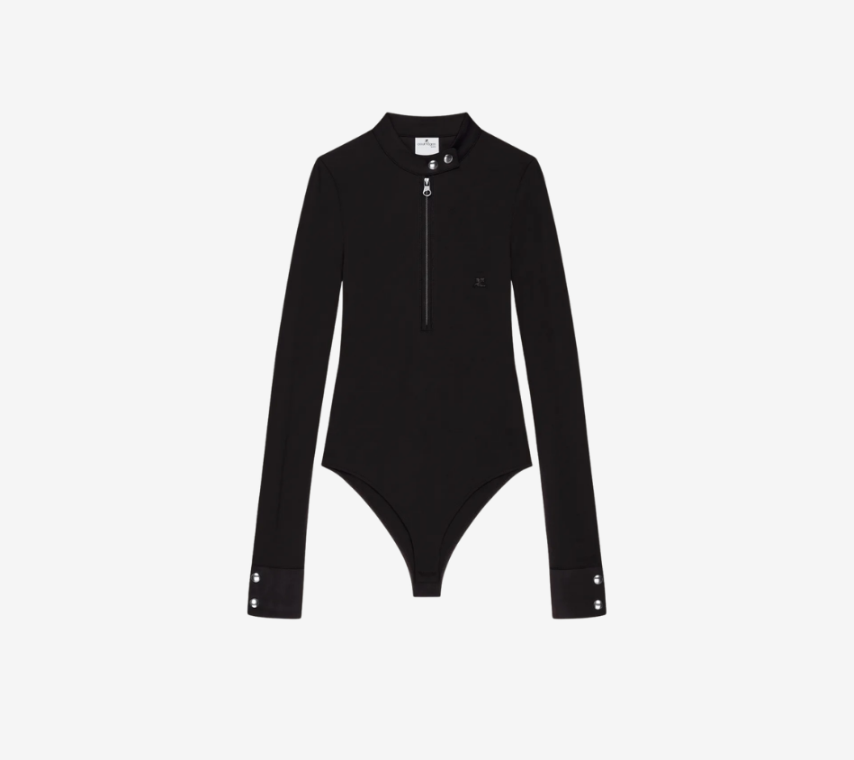 COU-BIKER CREPE JERSEY ZIPPED BODYSUIT