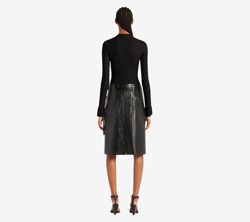 COU-BIKER CREPE JERSEY ZIPPED BODYSUIT
