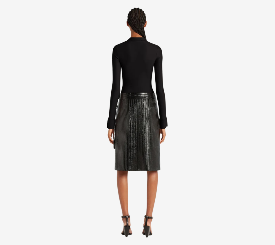 COU-BIKER CREPE JERSEY ZIPPED BODYSUIT