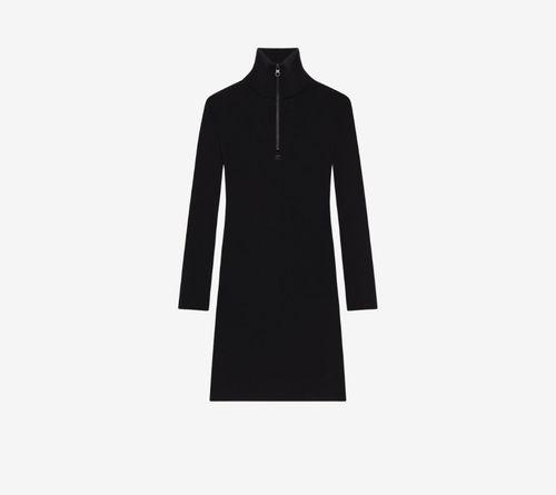 COU-ZIPPED MOCKNECK DRESS