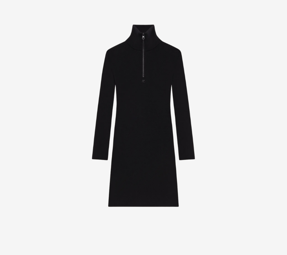 COU-ZIPPED MOCKNECK DRESS