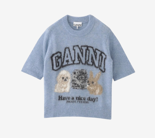 ÁO THUN HÌNH CÚN CON ALPACA CHẢI LÔNG MỊN CỦA GAN