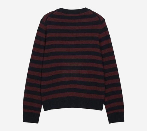 GAN-GRAPHIC WOOL MIX POODLE STRIPE CREWNECK