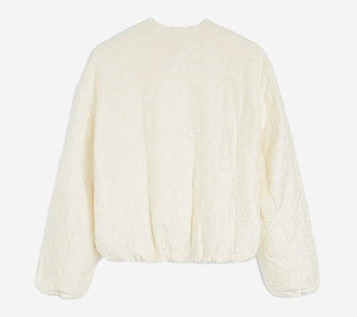 JIL-CREW NECK BOMBER WITH COVERED BUTTONS FRONT OPENING