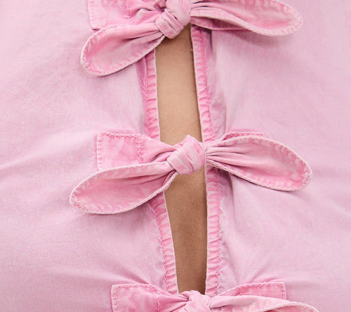 ĐẦM THẮT NƠ MINI BẰNG VẢI COTTON CO GIÃN ĐƯỢC GIẶT TỪ TRƯỚC