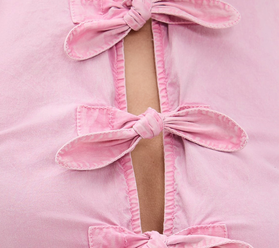 ĐẦM THẮT NƠ MINI BẰNG VẢI COTTON CO GIÃN ĐƯỢC GIẶT TỪ TRƯỚC