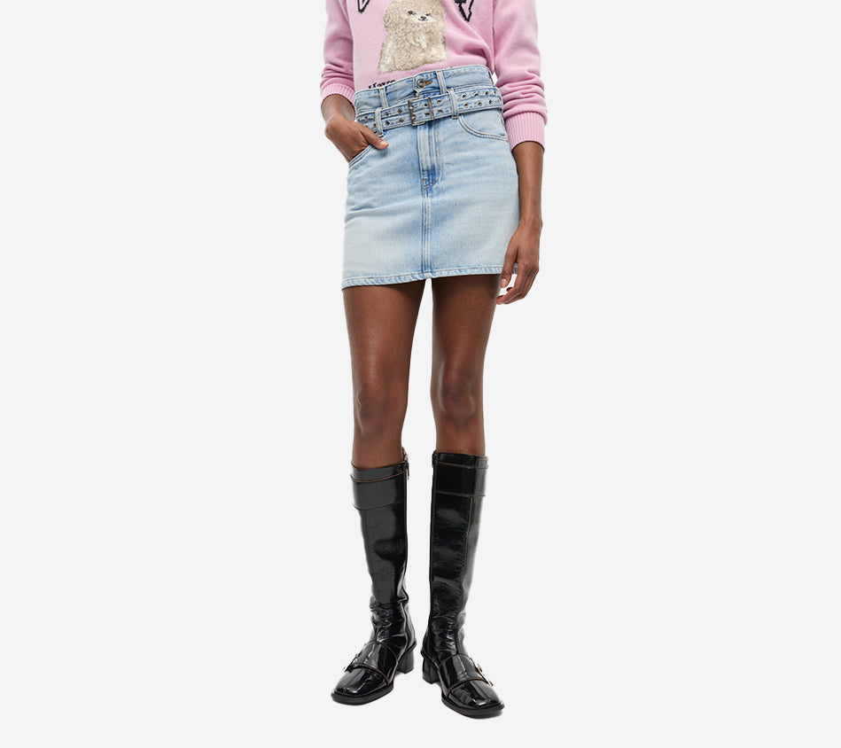 CHÂN VÁY BÒ CỨNG DÁNG NGẮN GAN-SOFT