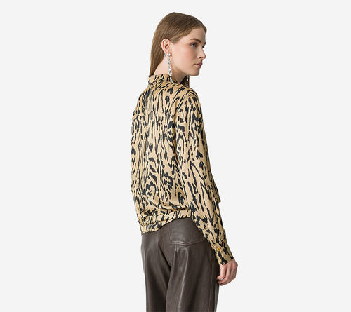 FOT-"MOIREE" PRINT SATIN OVERSIZED SHIRT