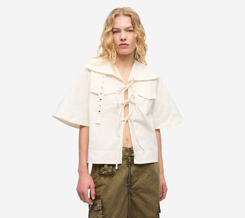 ÁO KIỂU CỔ ĐỔ CHẤT LIỆU COTTON CO GIÃN GAN