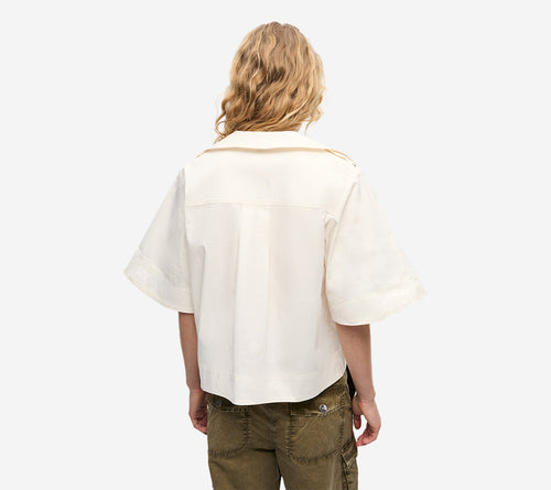 ÁO KIỂU CỔ ĐỔ CHẤT LIỆU COTTON CO GIÃN GAN