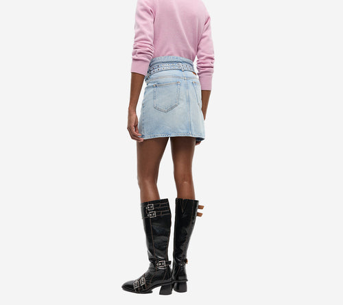 CHÂN VÁY BÒ CỨNG DÁNG NGẮN GAN-SOFT