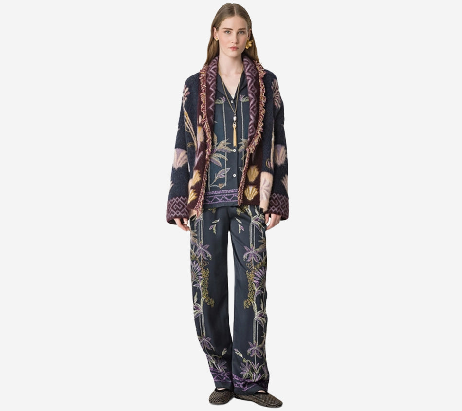 FOT-"SOGNI" PRINT ENVERS SATIN PAJAMA SHIRT