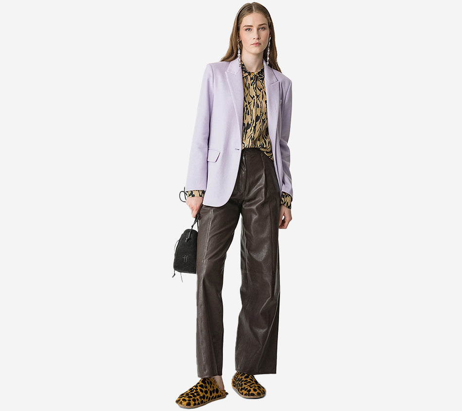 FOT-"MOIREE" PRINT SATIN OVERSIZED SHIRT