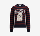 GAN-GRAPHIC WOOL MIX POODLE STRIPE CREWNECK