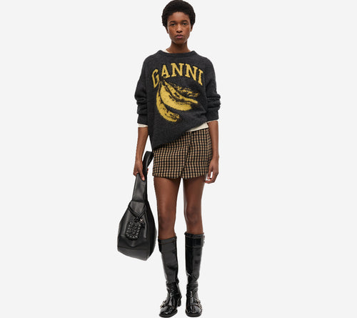 GAN-FINE BRUSHED ALPACA BANANA CỔ TRÒN DÁNG RỘNG