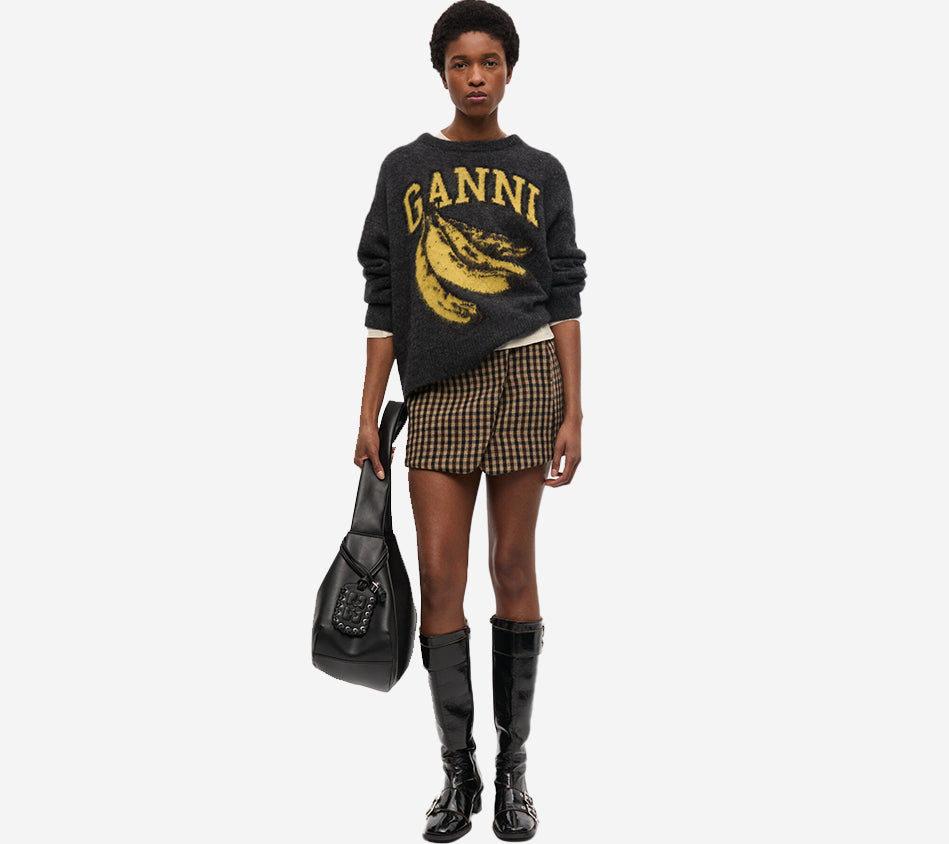 GAN-FINE BRUSHED ALPACA BANANA CỔ TRÒN DÁNG RỘNG