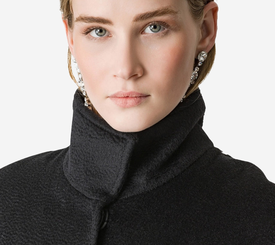 FOT-WOOL MOHAIR CLOTH HOODED ASTRAKHAN EFFECT COAT