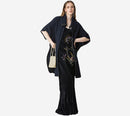 FOT-WOOL CASHMERE HALF CARDIGAN STITCH PONCHO