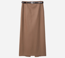 JUN-BELTED MAXI SLIT SKIRT