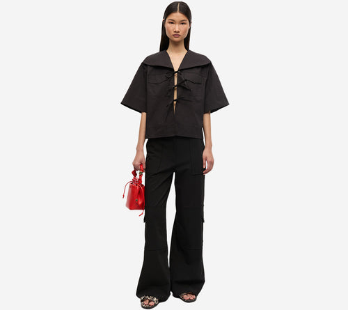 ÁO KIỂU CỔ ĐỔ CHẤT LIỆU GAN-STRETCH COTTON