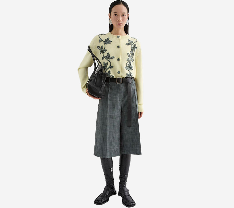 JIL-CN LS CARDIGAN W/ VELVET EMB
