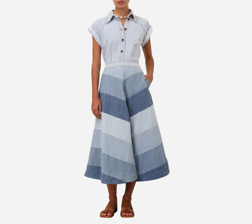 CHÂN VÁY MIDI DENIM ZIM-TALLOW