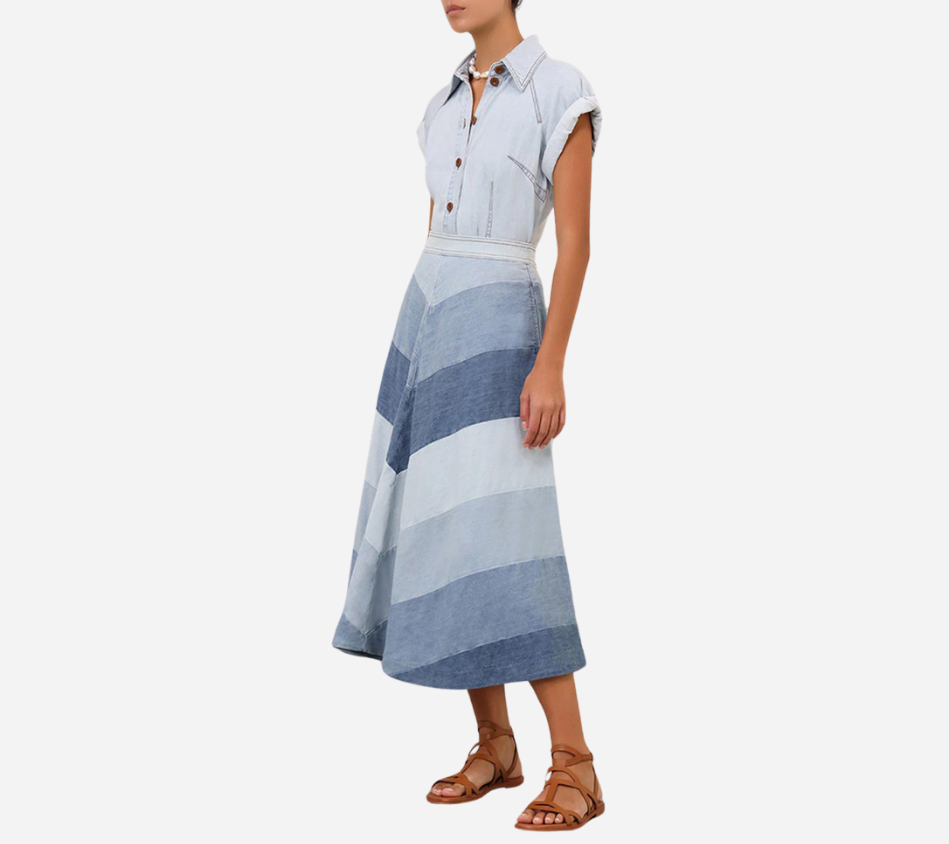 CHÂN VÁY MIDI DENIM ZIM-TALLOW
