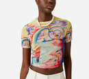 ÁO PHÔNG CROP TOP LƯỚI IN HỌA TIẾT NỮ CSB