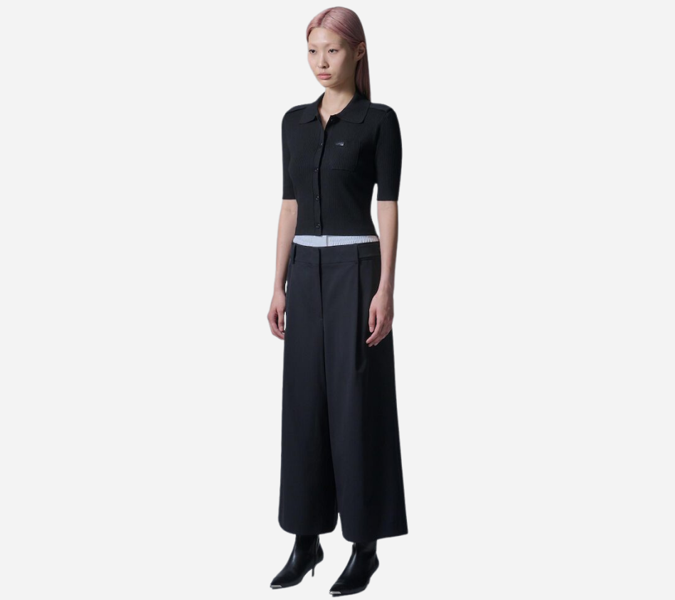JUN-DOUBLE WAISTED TUCKED PANTS