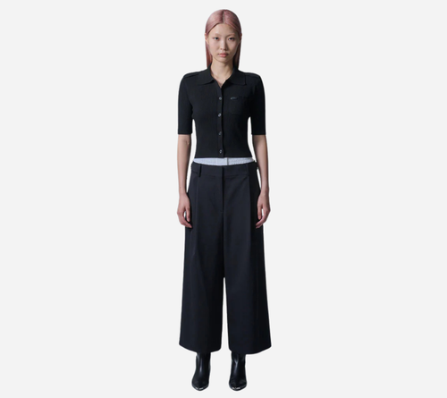 JUN-SHORT SLEEVE RIB PATTERN CARDIGAN