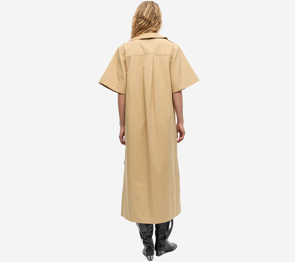 ĐẦM DÀI CỔ ĐỔ CHẤT LIỆU SUITING PHONG CÁCH HÈ CỔ ĐIỂN NHÀ GAN