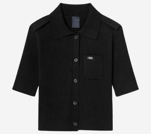 JUN-SHORT SLEEVE RIB PATTERN CARDIGAN