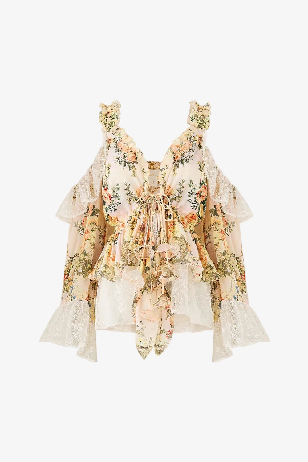 CAMILLA-COLD SHOULDER RUFFLE TOP