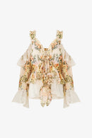 CAMILLA-COLD SHOULDER RUFFLE TOP