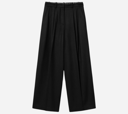 JUN-WAIST BLOCKED PIN TUCK FLANNEL PANTS